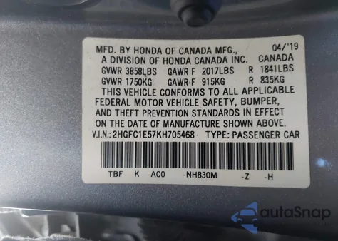 2019 Honda Civic Si from USA, damaged, VIN 2HGFC1E57KH705468